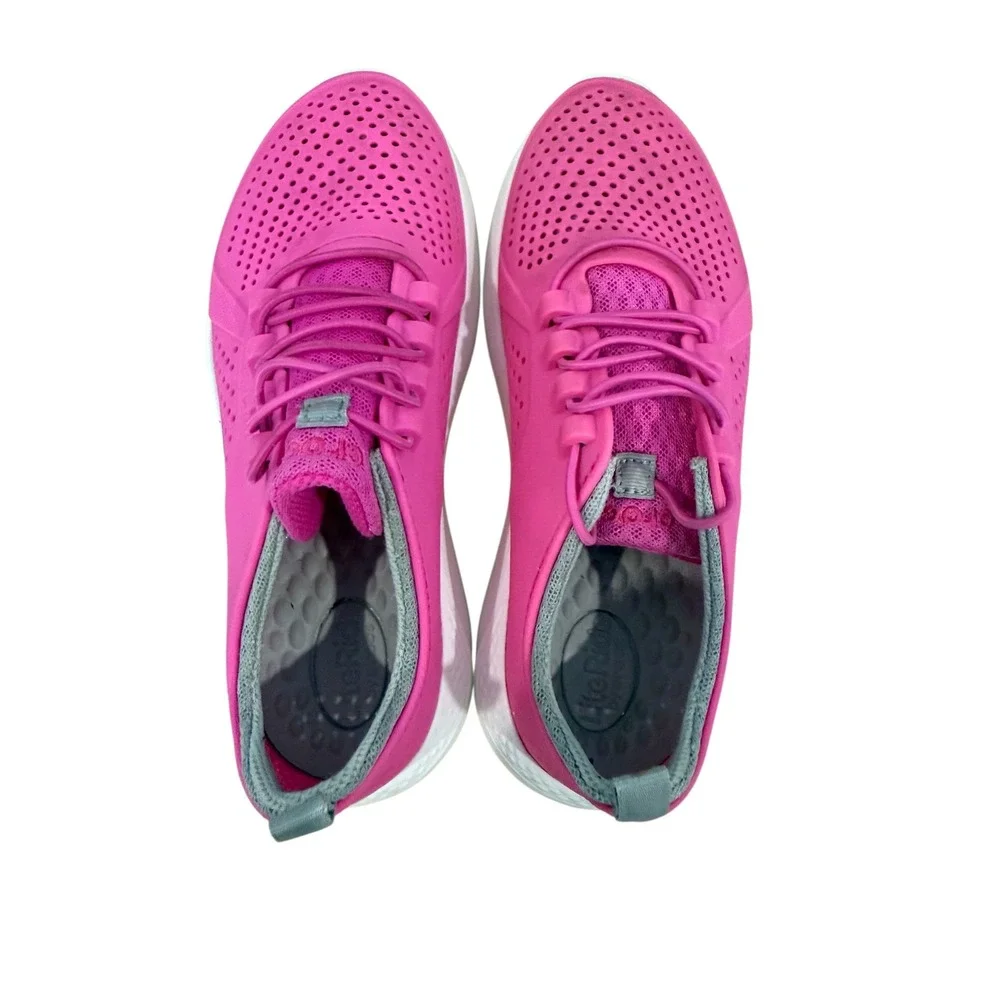 Crocs LiteRide Pacer Kids Shoes‎ J4 Electric Pink Perforated Sneakers 206011